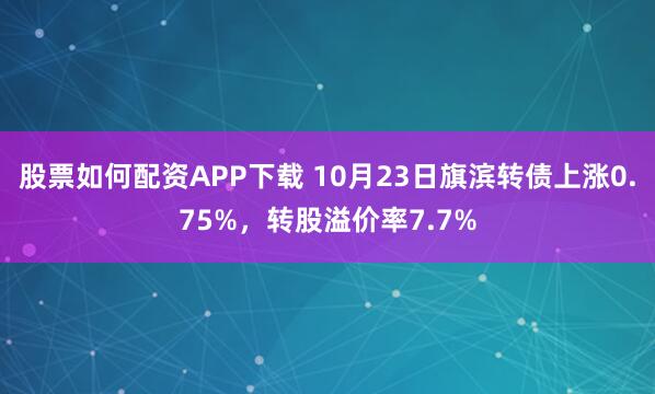 股票如何配资APP下载 10月23日旗滨转债上涨0.75%，转股溢价率7.7%