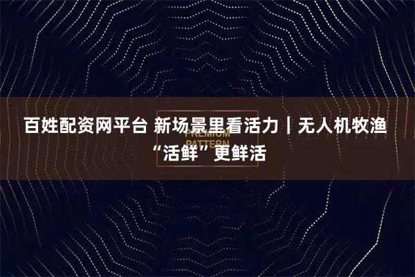 百姓配资网平台 新场景里看活力｜无人机牧渔 “活鲜”更鲜活